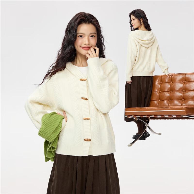 Giordano Women's Cable Knit Hooded Cardigan