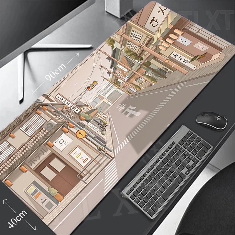 Mouse Pad Anime Shop Large Gamer Mousepad xcm Keyboard Mat XXXL Mouse Mats Rubber Desk Pad Design Desk Rug Japanese Street
