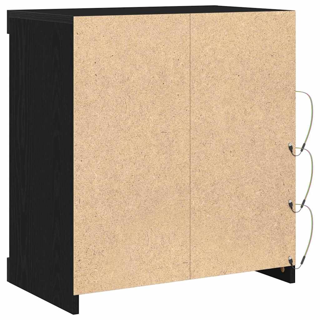 LED Sideboard In Black Oak Look 60.5 X 37 X 67 Cm