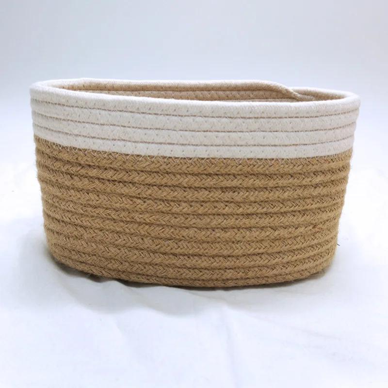 Modern Simple Cotton Rope Storage Basket Desktop Sorting Sundries Storage Hemp Rope Woven Storage Cosmetics Storage Basket