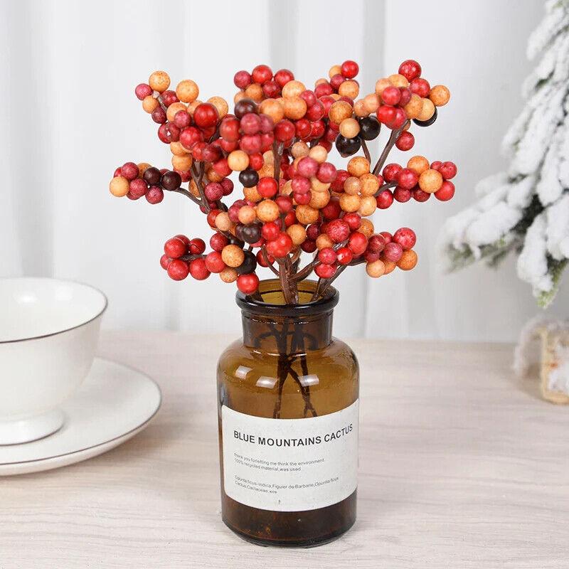 10 STÜCKE Künstliche Beerenzweige Gefälschte Blume Beere Stechpalme Weihnachtsbaumdeko DIY DH