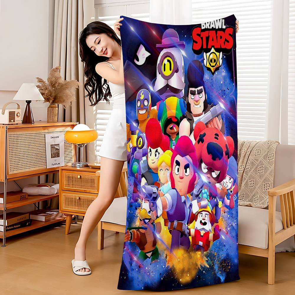 Game B-rawl Game S-Stars Anime Microfiber Printed Beach Towel Mountain Climbing Yoga Beach Swimming Running Absorbent Soft Towel