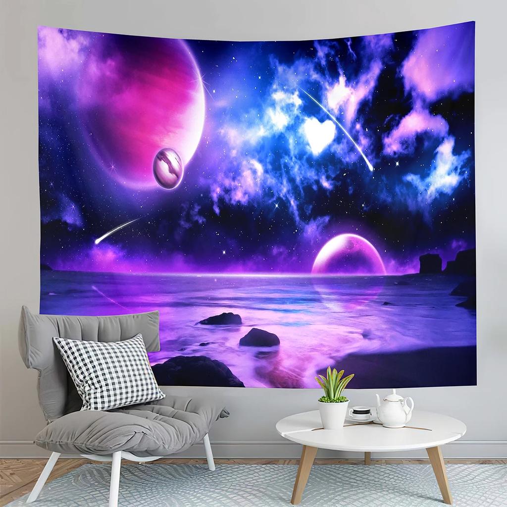 Galaxy Tapestry Mysterious Planet Tapestry Psychedelic Outer Space Tapestry Home Living Room Bedroom Dorm Decor Background Cloth