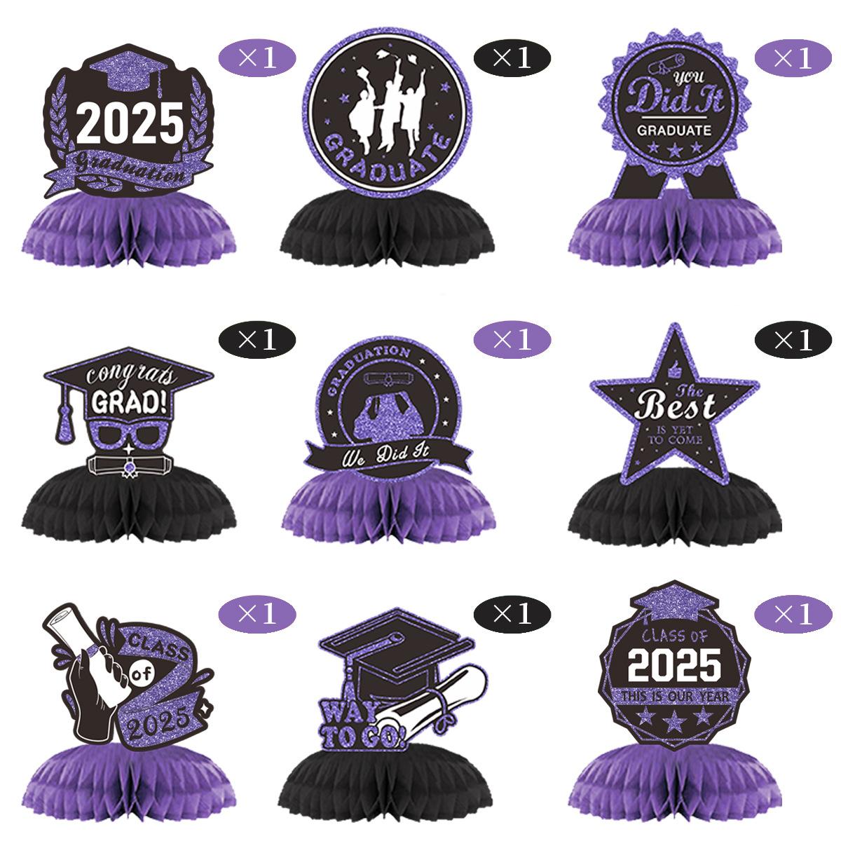 

Graduation Theme Decorative Honeycomb Ornament High School Graduation Party Decoration Supplies Purple Graduation Honeycomb Ornament