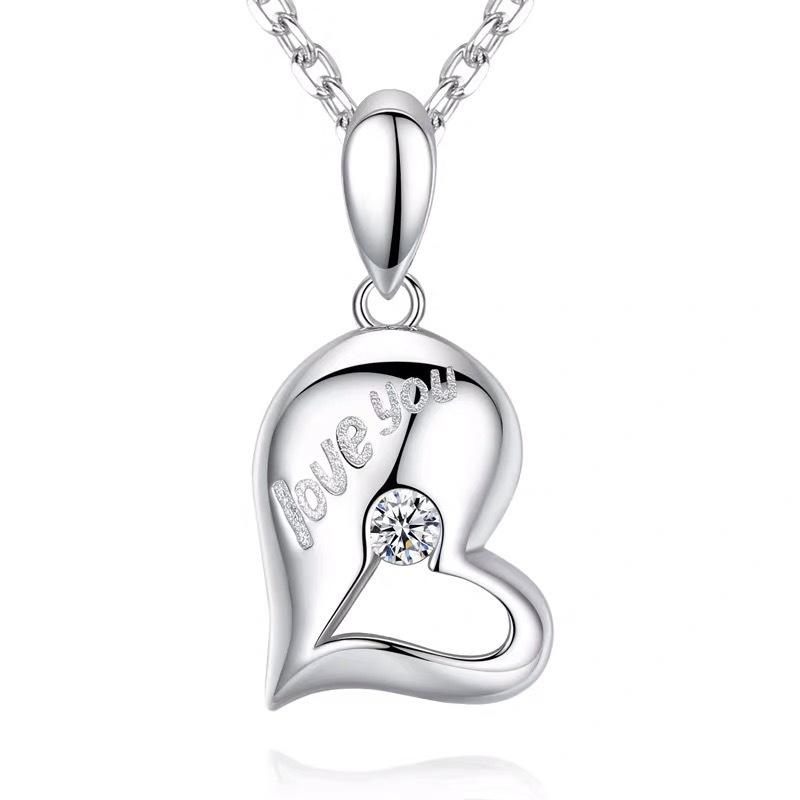 

Ожерелье для пар с разбитым сердцем, женская цепочка на ключицу, кулон в форме сердца с надписью «Любовь»