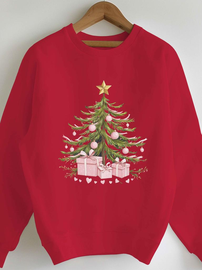beautifully decorated Christmas tree 250g women's sweatshirts