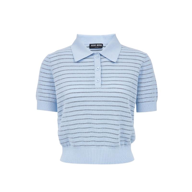 VEROMODA Women's Lyocell Blend Short Sleeve Polo Knit Top