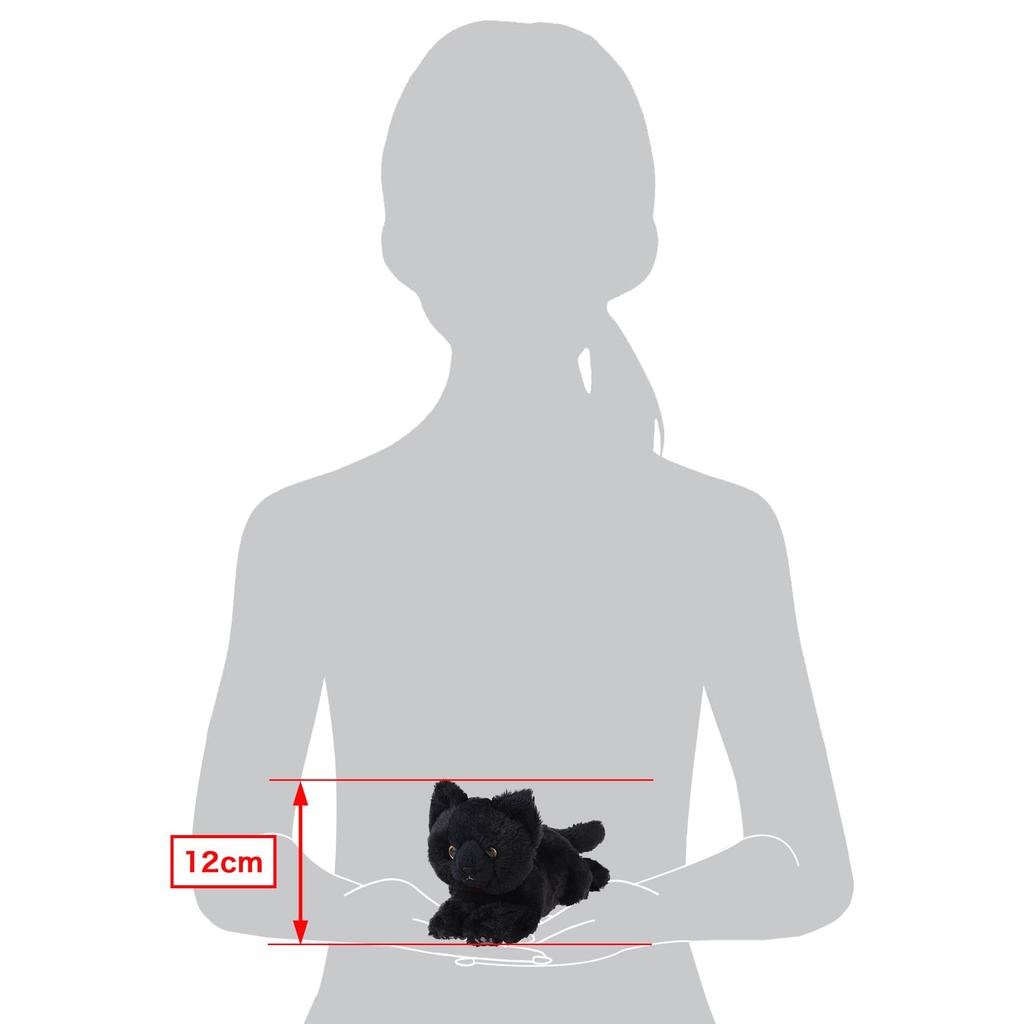 Sun Lemon Lap Cat Plush Animal Short Sleeve Black 11 x 29 x 12cm Cute P-8032