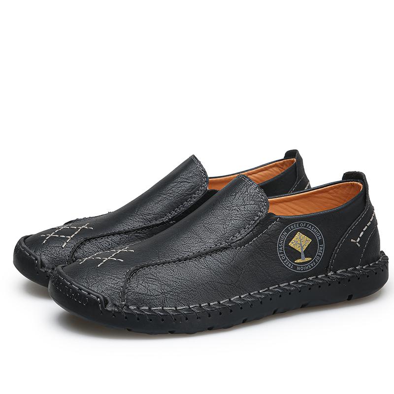 Men's Hand Stitching Casual Shoes Fashion Brand Men's New Round Head Casual Outdoor Soft Bottom Flat Shoes Large Size