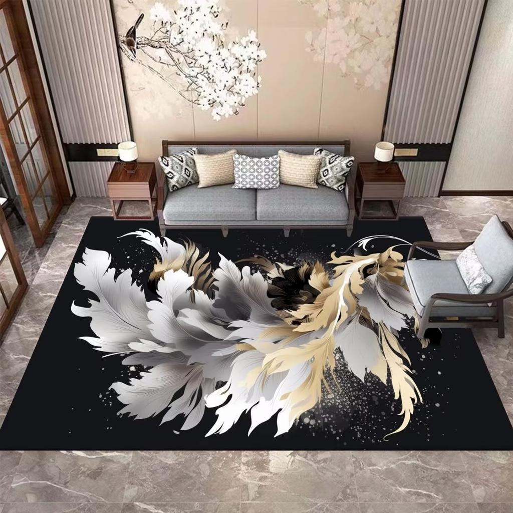 3D Black Gold Carpets Luxury Large Area Rugs 160x230 Non Slip Washable Floor Mat for Living Room Bedroom Sofa Decor