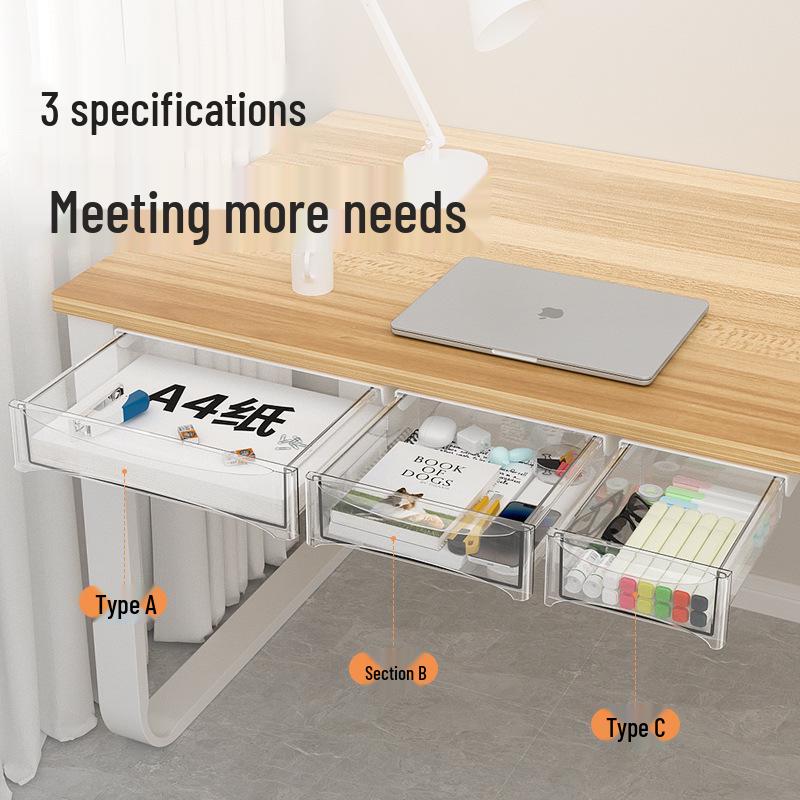 Adjustable Under-Desk Drawer: No Nails, No Drilling, Invisible Storage for Home or Office