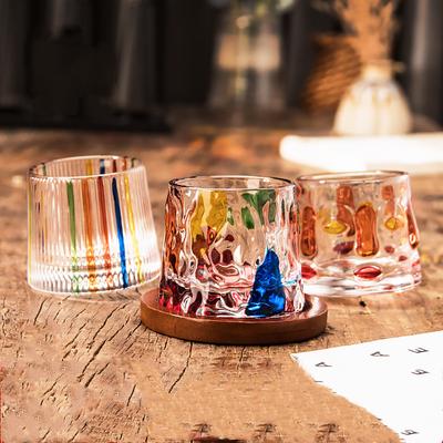 1 Set Of Creative Rotating Glass With Base Hand-painted Whiskey Glass Bar Glass Rotating Glass Cocktail Glass