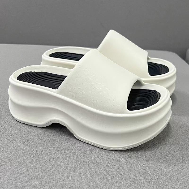 Summer new women's slippers summer one-word non-slip two-color thick-bottomed fashion women's beach slippers versatile