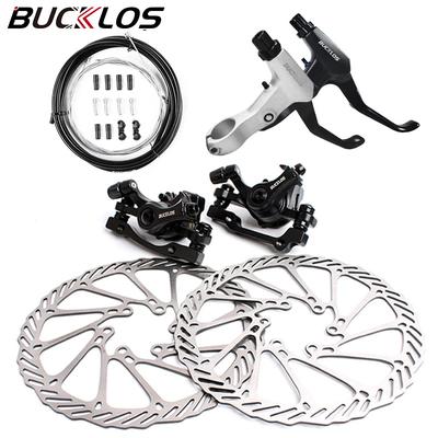 BUCKLOS Road MTB Bike Disc Brake Set IS PM Bicycle Brake Calipers Aluminum Alloy Brakes Lever with Cable 160 Rotor Cycling Parts