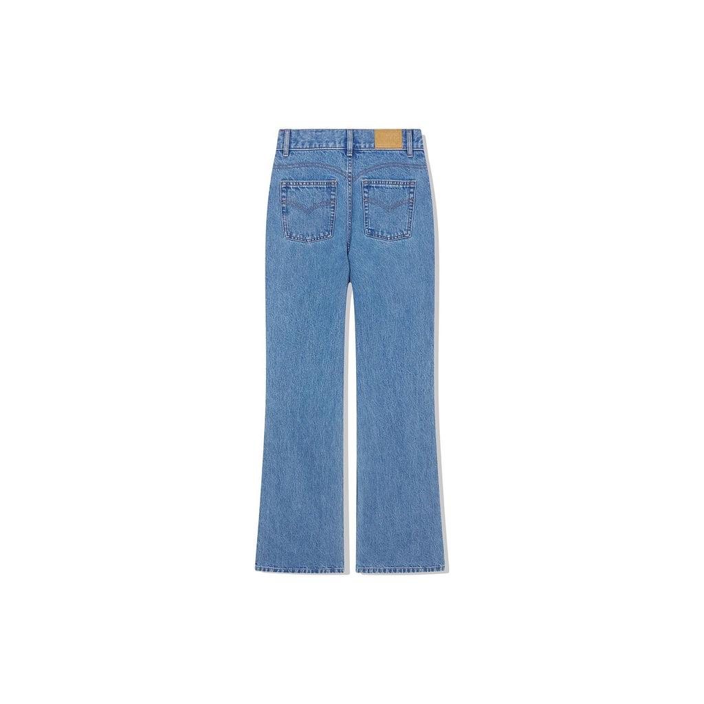 Li Ning Plain Mid-Rise Straight Leg Jeans Women Jeans Light-Denim-Blue AJQT372-1