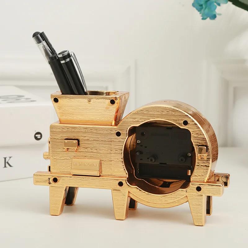 Creative Retro Windmill Alarm Clock, Student Desktop Pen Holder, Bedside Wake-up Clock