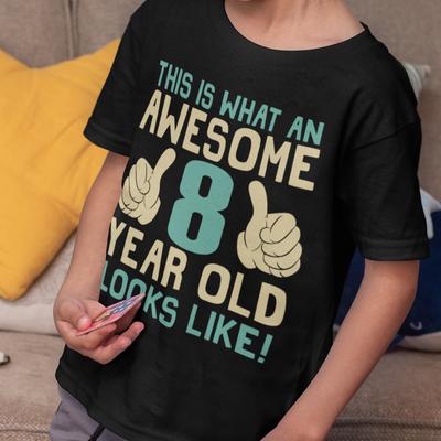 Boys 8th Birthday T-Shirt Kids  Cotton Awesome 8 Year Old GIFT Childrens