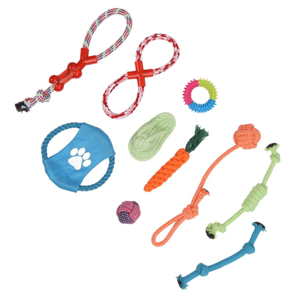 10 pz Giocattolo in Corda di Cotone per Animali Domestici Interattivo Colorato Giocattolo da Masticare Molar per Cucciolo Cane Medio Grande