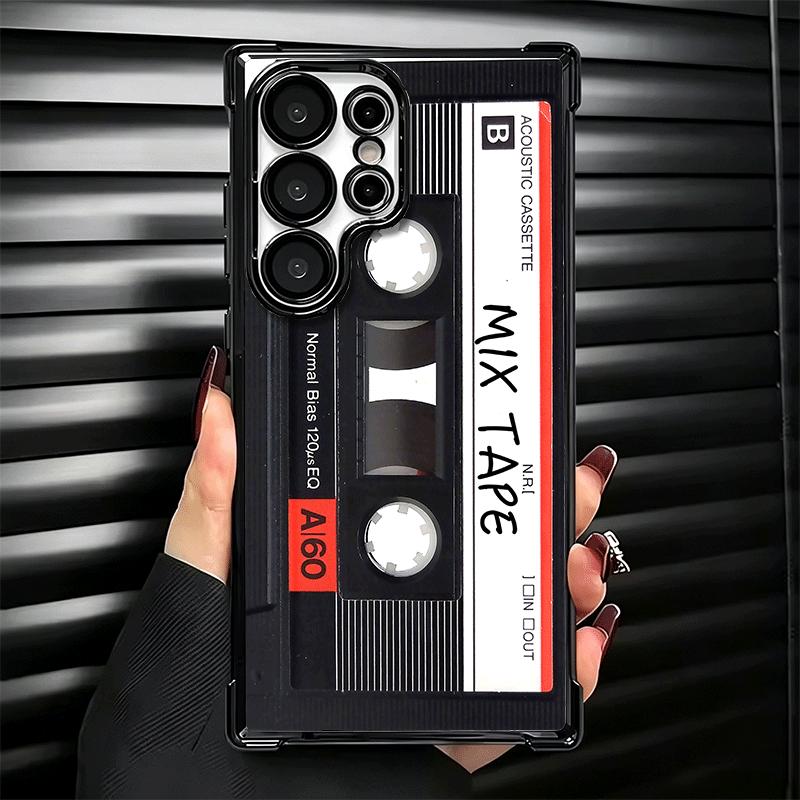 Vintage 90S Cassette Tape Pattern Soft Phone Case For Samsung Galaxy S26 Ultra S25 Edge S24 FE S23 Plus S22 S21 + S20 Plating An