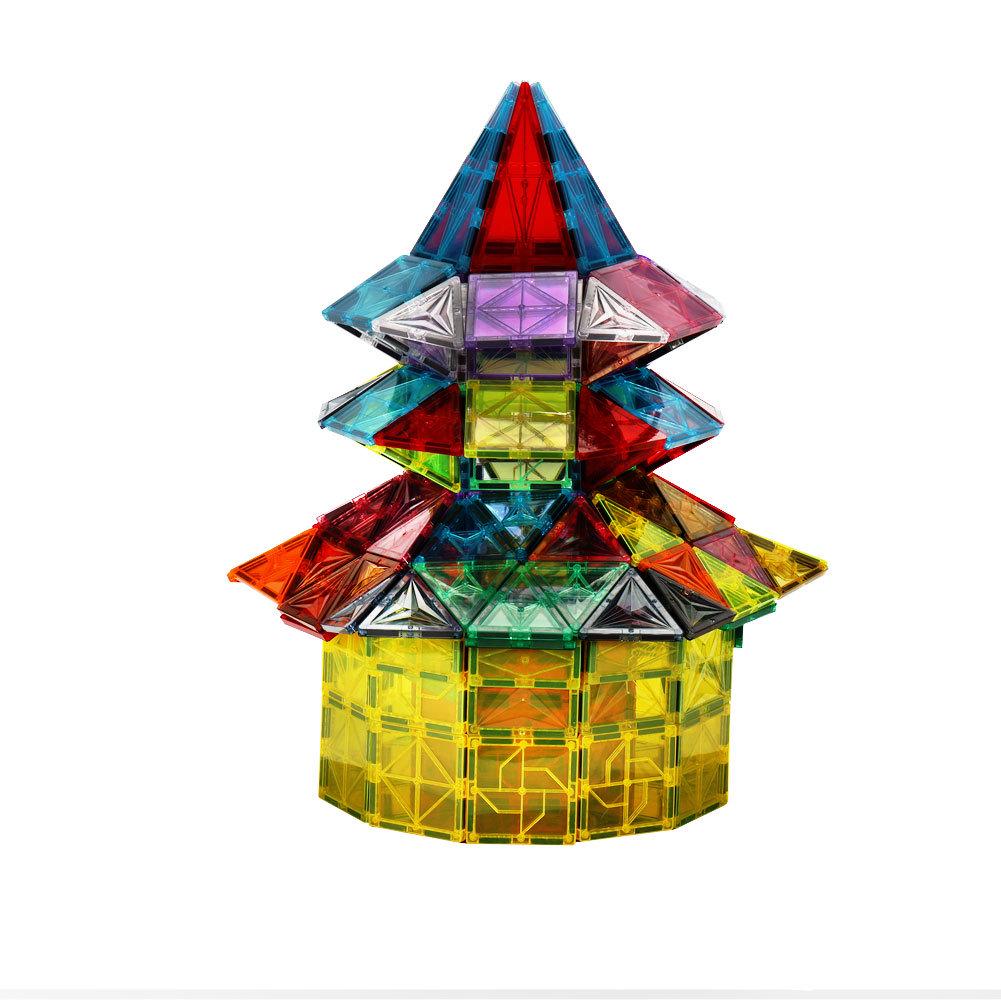 48-Piece Magnetic Tiles Building Set: Stained Glass Educational Puzzle Toy