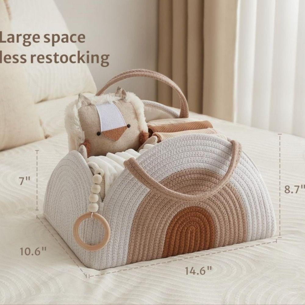 Woven Cotton Rope Baby Diaper Organizer Newborn Essentials Diaper Storage Bag Diaper Basket