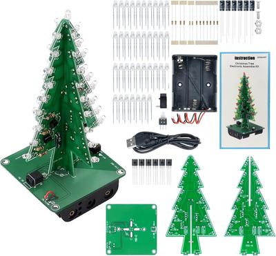 1set LED Flashing Christmas Tree DIY Kit 7 Colors DIY Electronic Assembly Kit With Music Board Components For Home Decoration