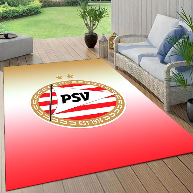 PSV Eindhoven Flannel Pattern Square Carpet,Area Rug,Carpet Rug for Living Room Bedroom Sofa Playroom Decor,Non-slip Floor Mat