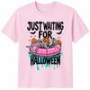 Just Waiting For Halloween Skeleton Pool Float Shirt Funny Summerween Tee