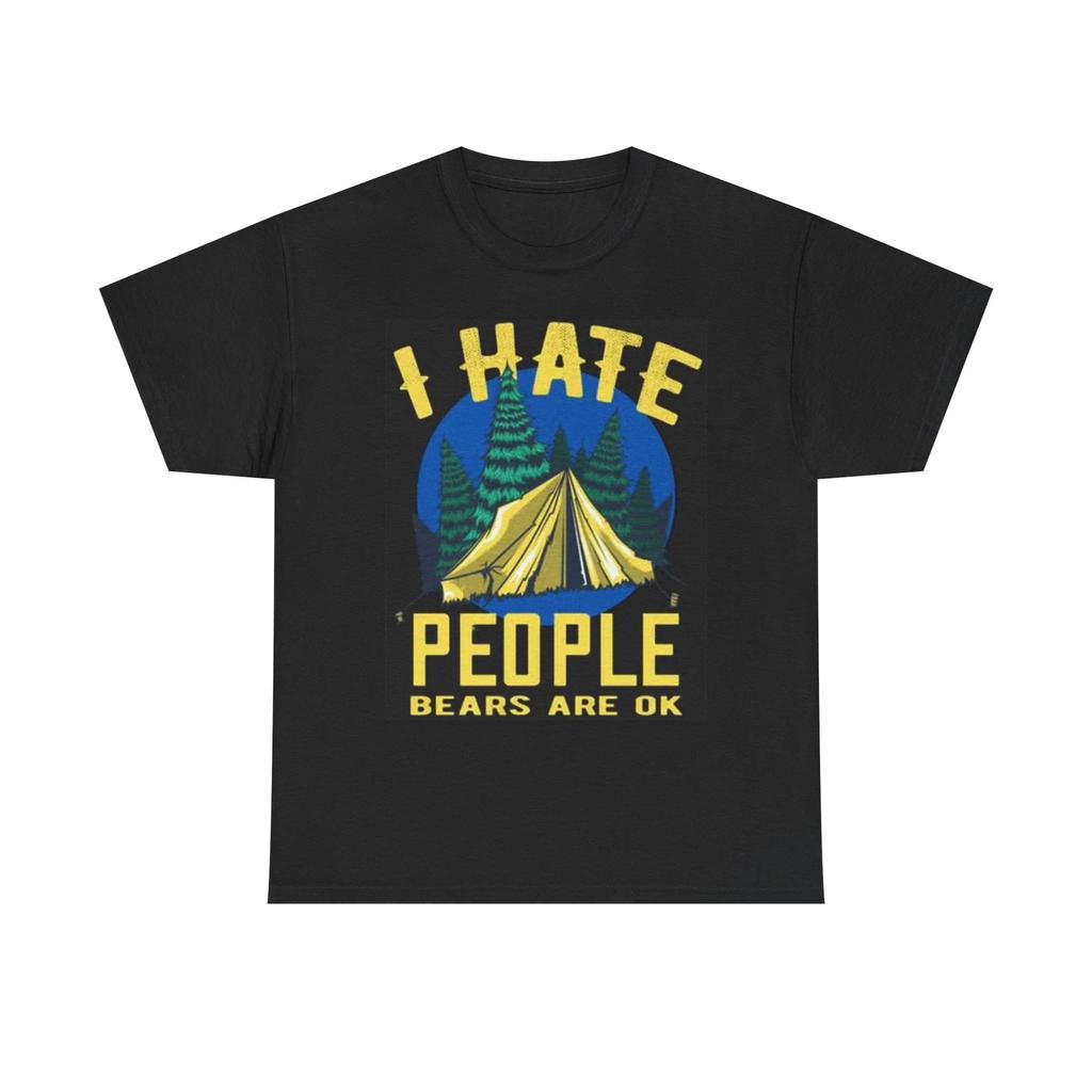 Men's and Women's T-shirts I Hate People Bears Are Ok Graphic