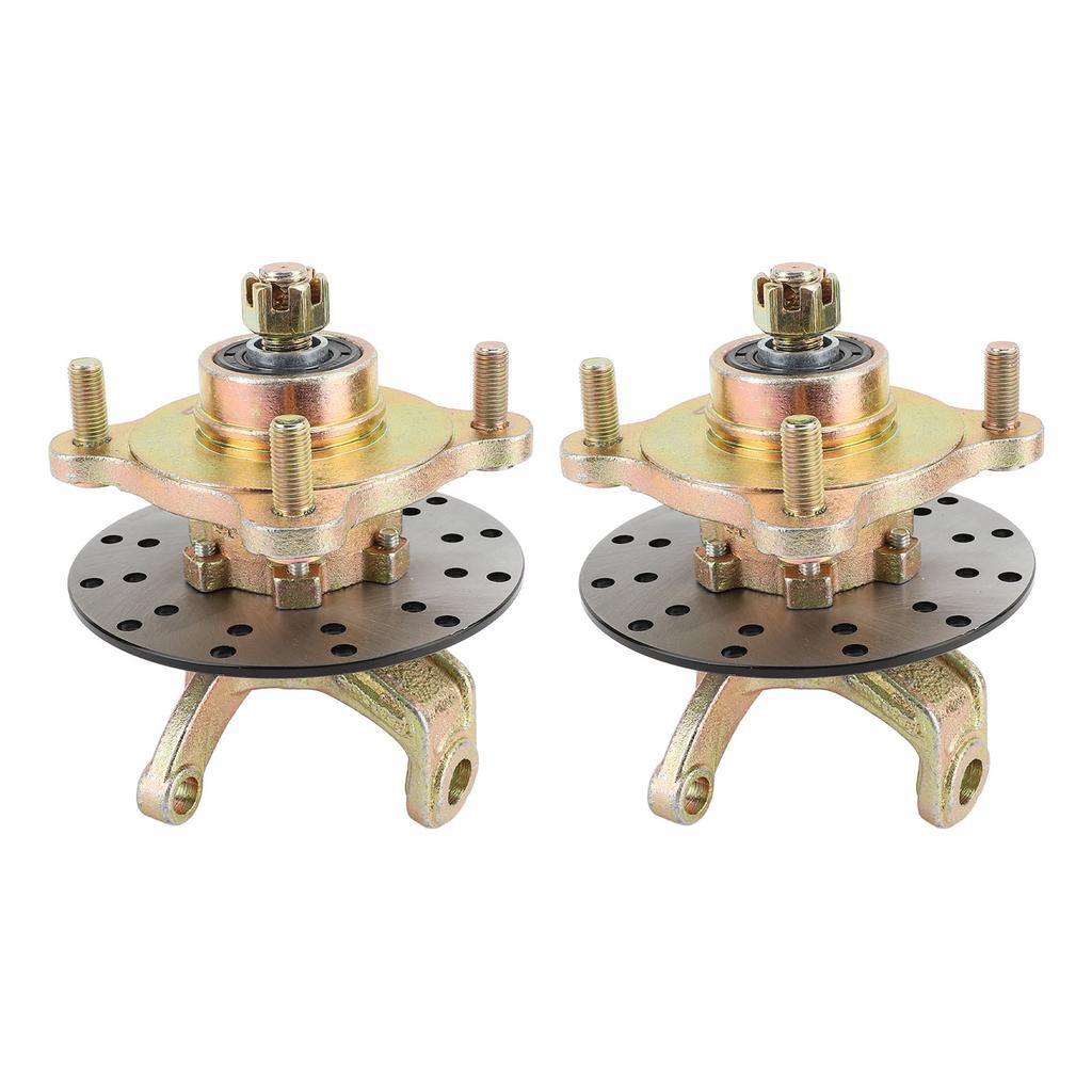 1 Pair Steering Strut Knuckle Spindles with Wheel Hubs Brake Disc for Golf Cart Go Kart Quad Bike ATV UTV