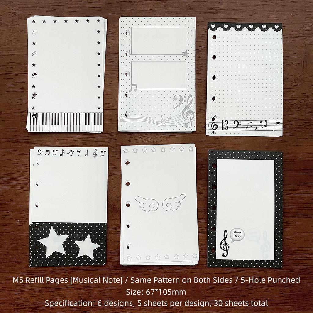 M5 Mini Binder Refill Pages Clear PP Cover Photo Album Portable 5-Hole Budget Planner Photocard Holder with Sleeves for School