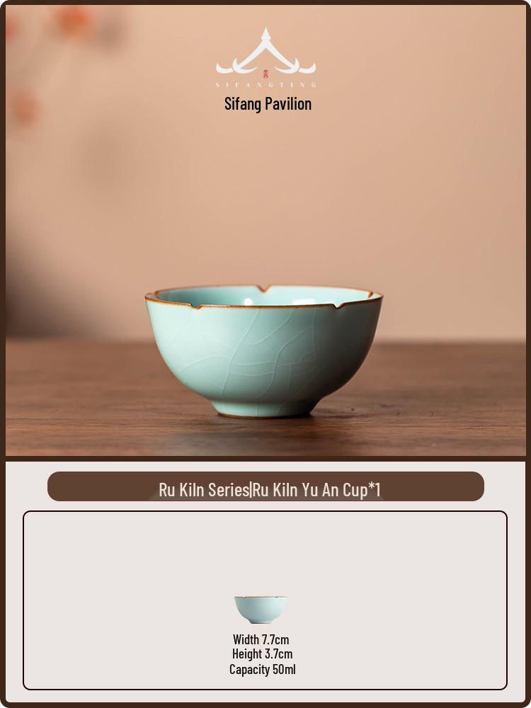 Ru Ware Celadon Tea Cup - Handmade Crackle Glaze, Original Ore, Gift Boxed Under 200mL