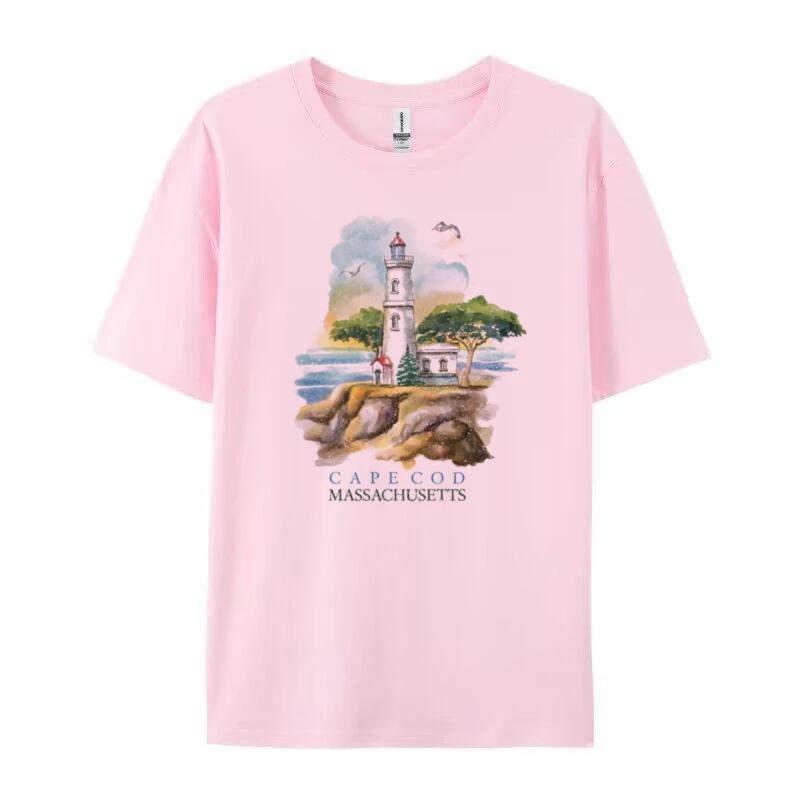 Cape Cod Massachusetts TShirts Vintage Aesthetic Travel T Shirt Short Sleeve Loose Retro Graphic Tees Women Cute Vacation Tops