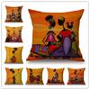 African Women'S Artistic Patterns Throw Pillow Cover With Short Plush Print For Living Room Sofa Decoration Cushion Cover