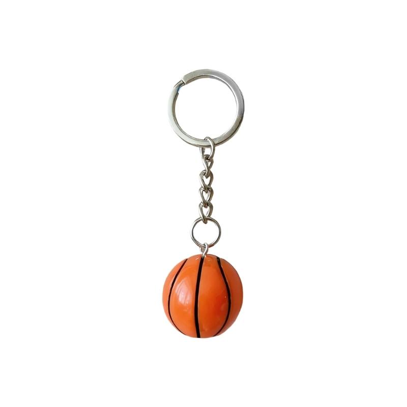 Creative 3D Basketball Football Keychain Handmade Resin Sport Theme Decoration For Bags Keys Car Interior Gift