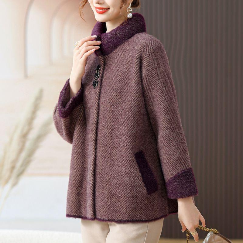 Autumn Winter Women's Mink Fleece Jacket Thick Warm Knitted Plush Cardigan Coat Short Knitted Cardigan Top