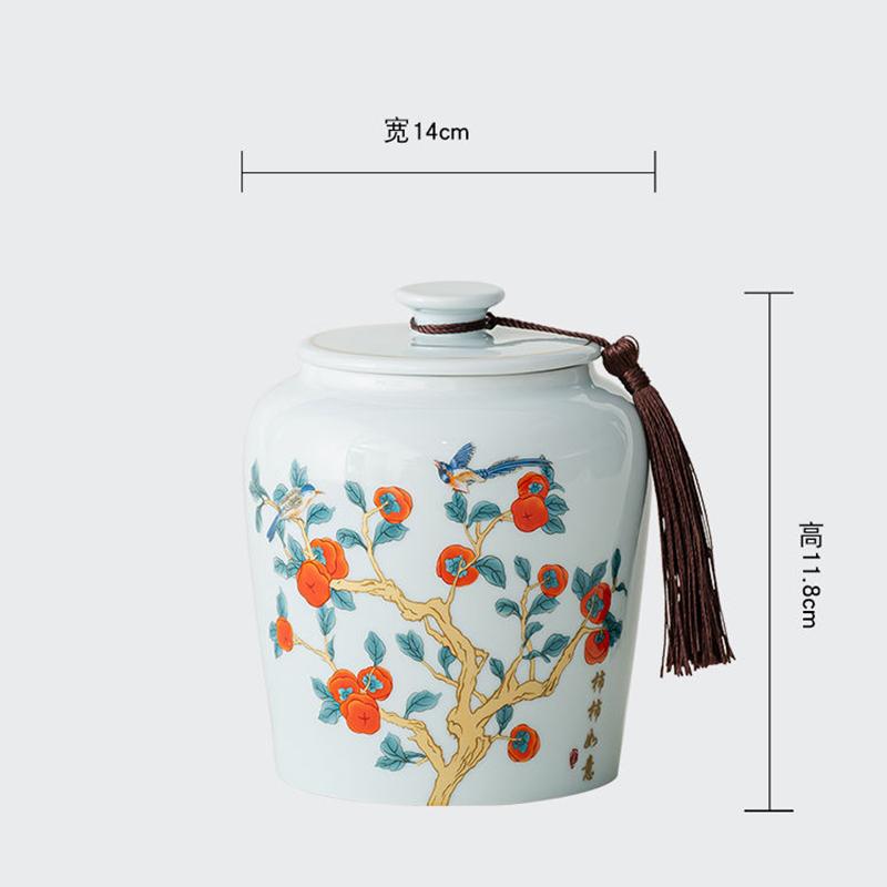 Shanshui Tea Caddy Ceramic Candy Jar Retro Household Large Nuts Coffee Beans Herb Storage Jar Kitchen Food Container Home Decor