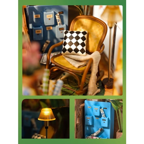 Rolife 3D Puzzle DIY Kit, Bookends, Miniature Dollhouse with LED Lights, Wooden Assembly Kit, Woodcraft with Illustrated Instructions, Florist, Adult,