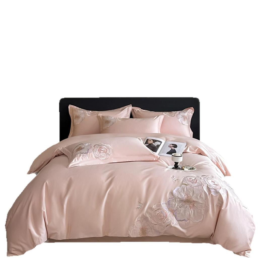 Crystal Home Textiles Luxury Embroidered 4-Piece Cotton Bedding Set - Duvet Cover & Bed Sheet Gift