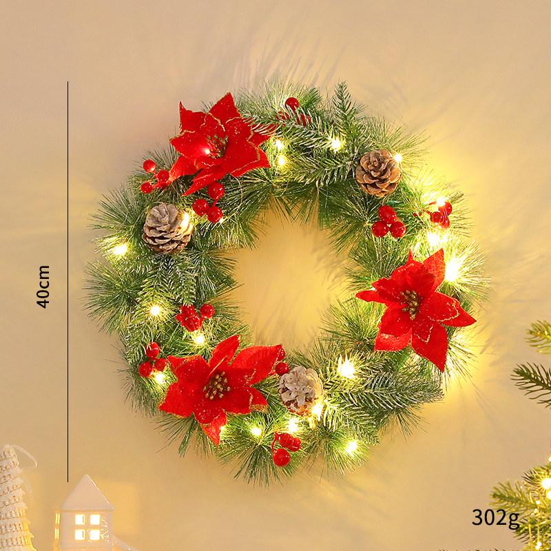LED Christmas Wreath with PVC Pine Cones – Elegant Hanging Holiday Decoration for Windows