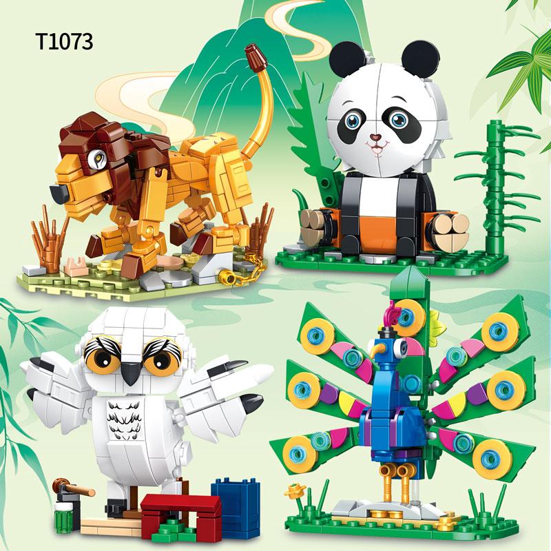 Non-Toxic 161+Pcs Random One Animal Building Blocks Toys Model Lion Panda Peacock Owl Animal Assemble Bricks Toy Sets Ornament Gifts