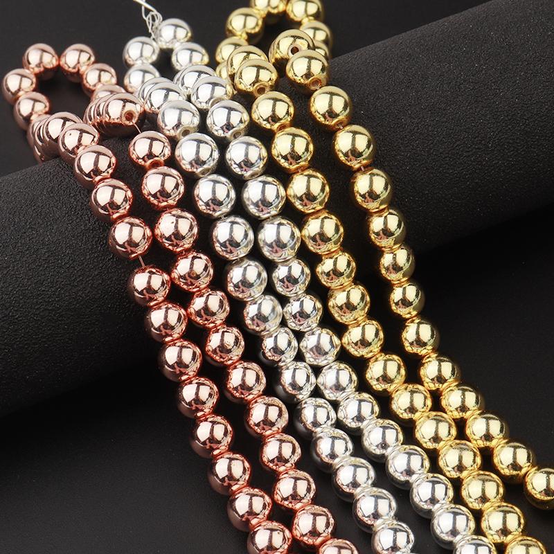 45-190pcs/Lot 2 3 4 6 8mm Round Natural Stone Hematite Beads For Jewelry Making Loose Spacer Beads DIY Bracelet Necklace
