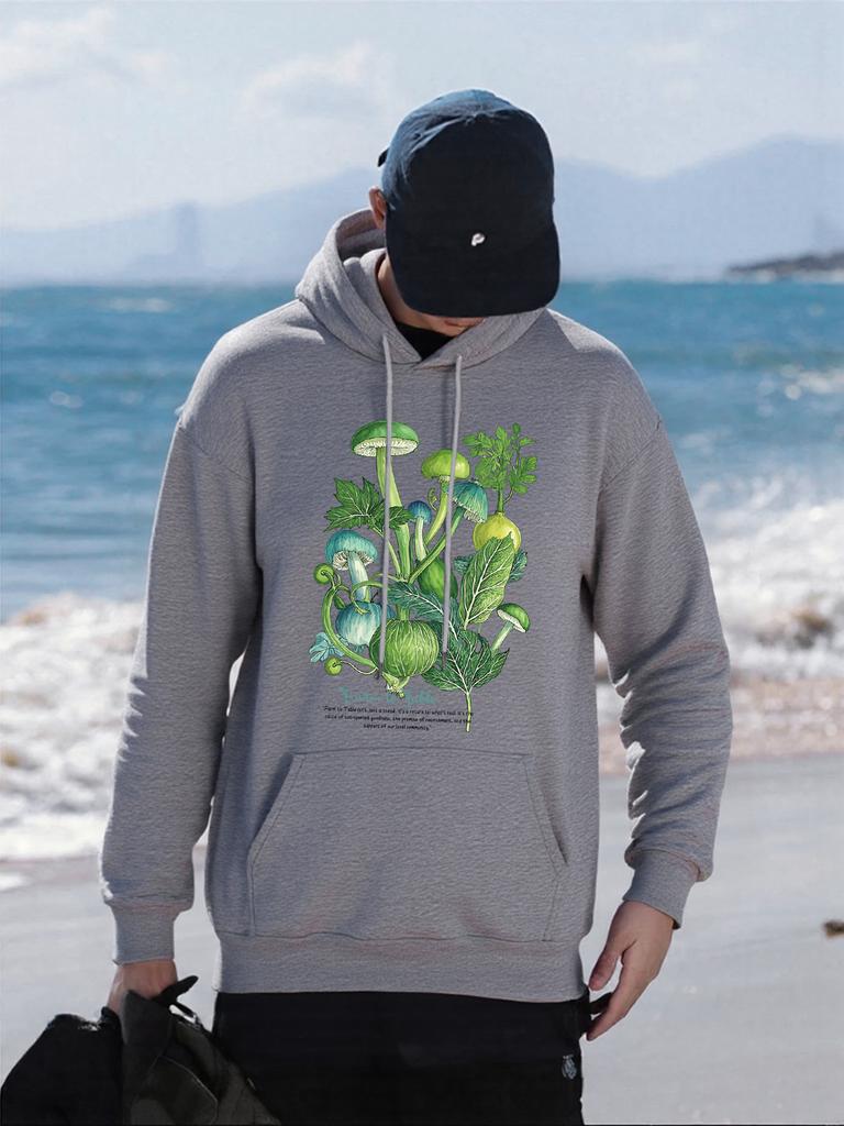 Farm Of Table Vegetable Printing Men Hoodies Fleece Casual Hoody Multicolor Loose Streetwear All-Match Pocket Man Pullovers
