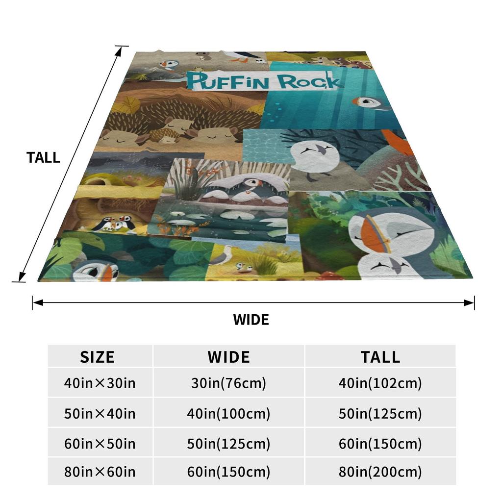 Puffin Rock and the New Friends Cartoon Anime Blanket Multiple Sizes Warm Cozy Fluffy Throw Blankets for Couch Sofa and Bed