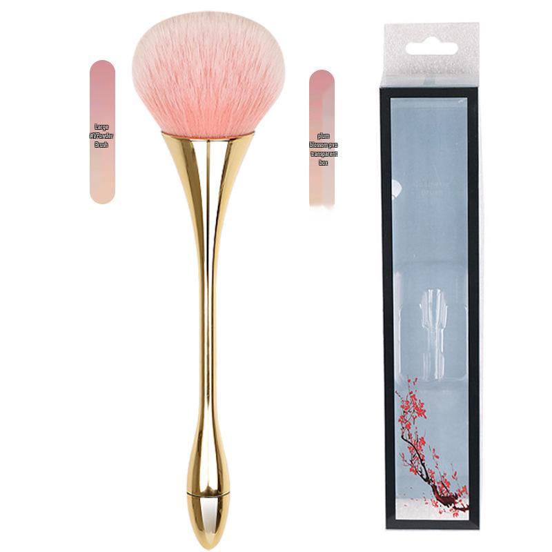 Long-Handle Electroplated Makeup Brush with Soft Bristles - Ideal for Powder and Nail Art Applications