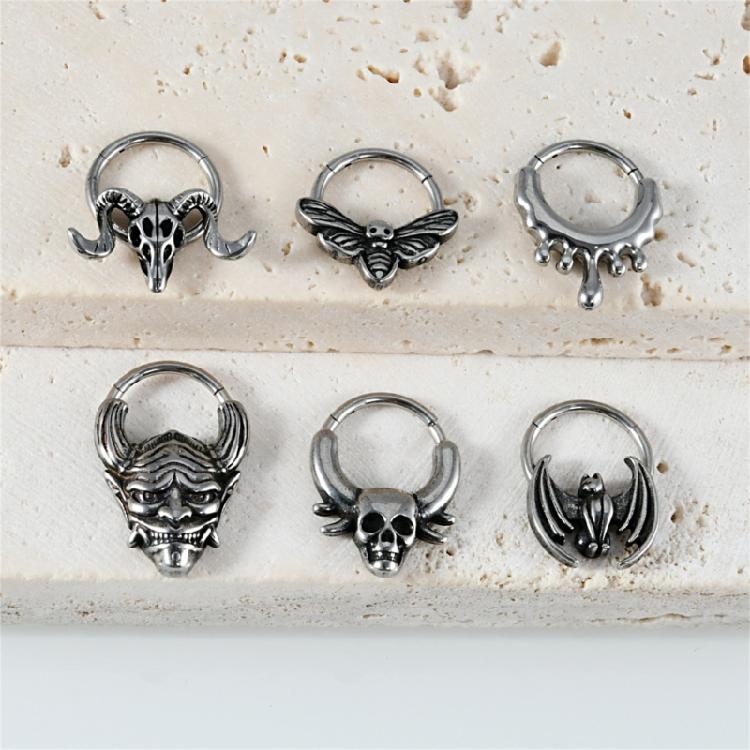 Set of 2 Septum Rings Hoop with Animal Theme Nose and Ear Piercing Jewelry Eye Catching Nose Rings Body Accessories