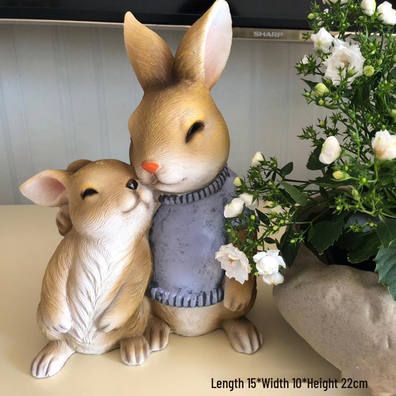 Creative Cartoon Resin Rabbit Ornaments for Garden or Office Decor Default Size