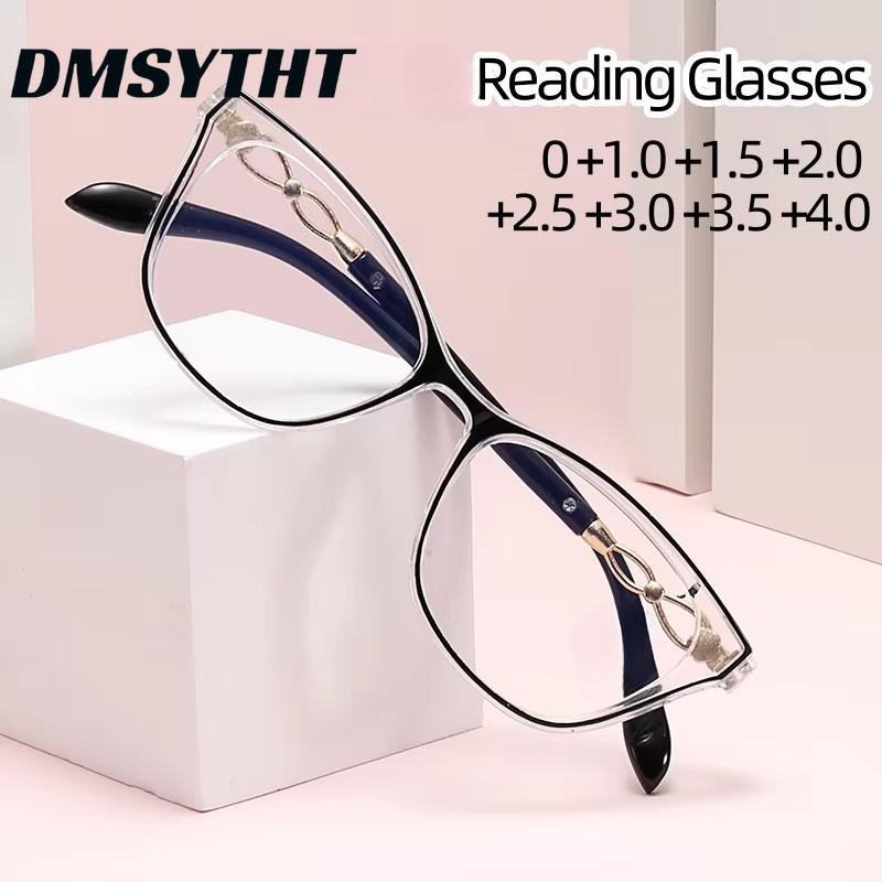 Cat Eye Reading Glasses Women Fashion Anti-Blue Light Metal Chain Legs Eyeglasses Vintage Presbyopic Eyewear