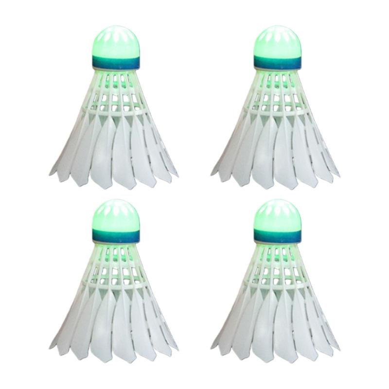 4pcs Light Weight LED Lighting Sport Badminton Night Training LED Glow Shuttlecocks For Outdoor Sports Easy to Use