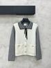 Houndstooth Knit Lapel Cardigan with Tie and Double Pockets